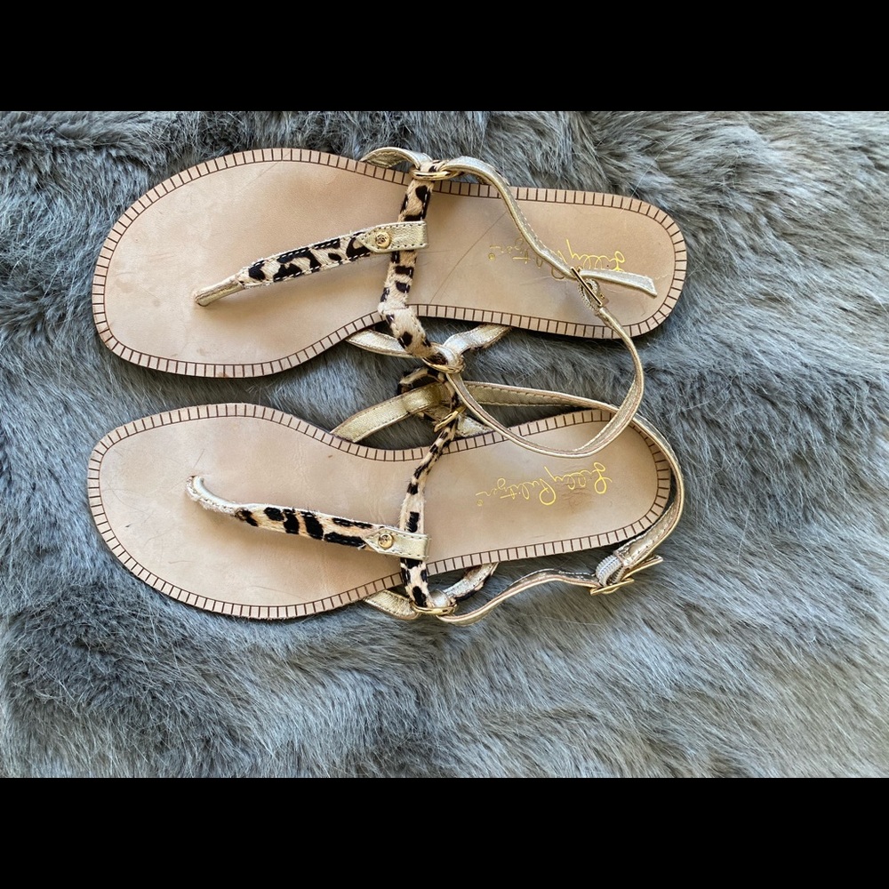Lilly Pulitzer Jackie sandal with calf hair leopard print Sz 9